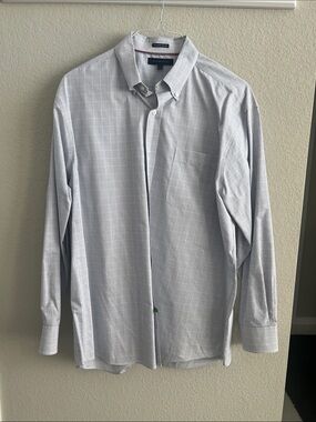 Tommy Hilfiger Men's Light Blue Micro-Check Button-Down Shirt